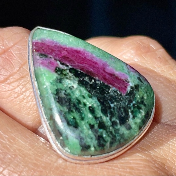 Anyolite Ruby Zoisite Ring Size 7 3/4 - Picture 4 of 16